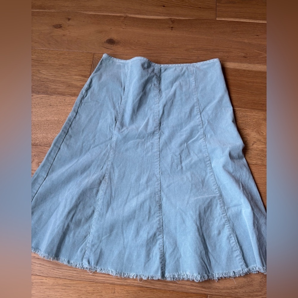 Anthropologie Ruth micro corduroy pleated midi skirt light blue 10